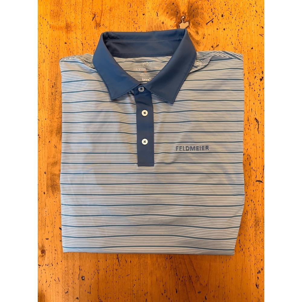 Southern Tide Polo Shirt‎ Mens L Blue Striped Golf Brrr Performance Stretch Tech